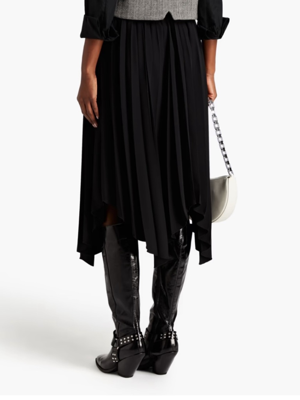 Isabel Marant Black Pleated Handkerchief-Hem Skirt sz0 New $1,360 - Picture 5 of 7